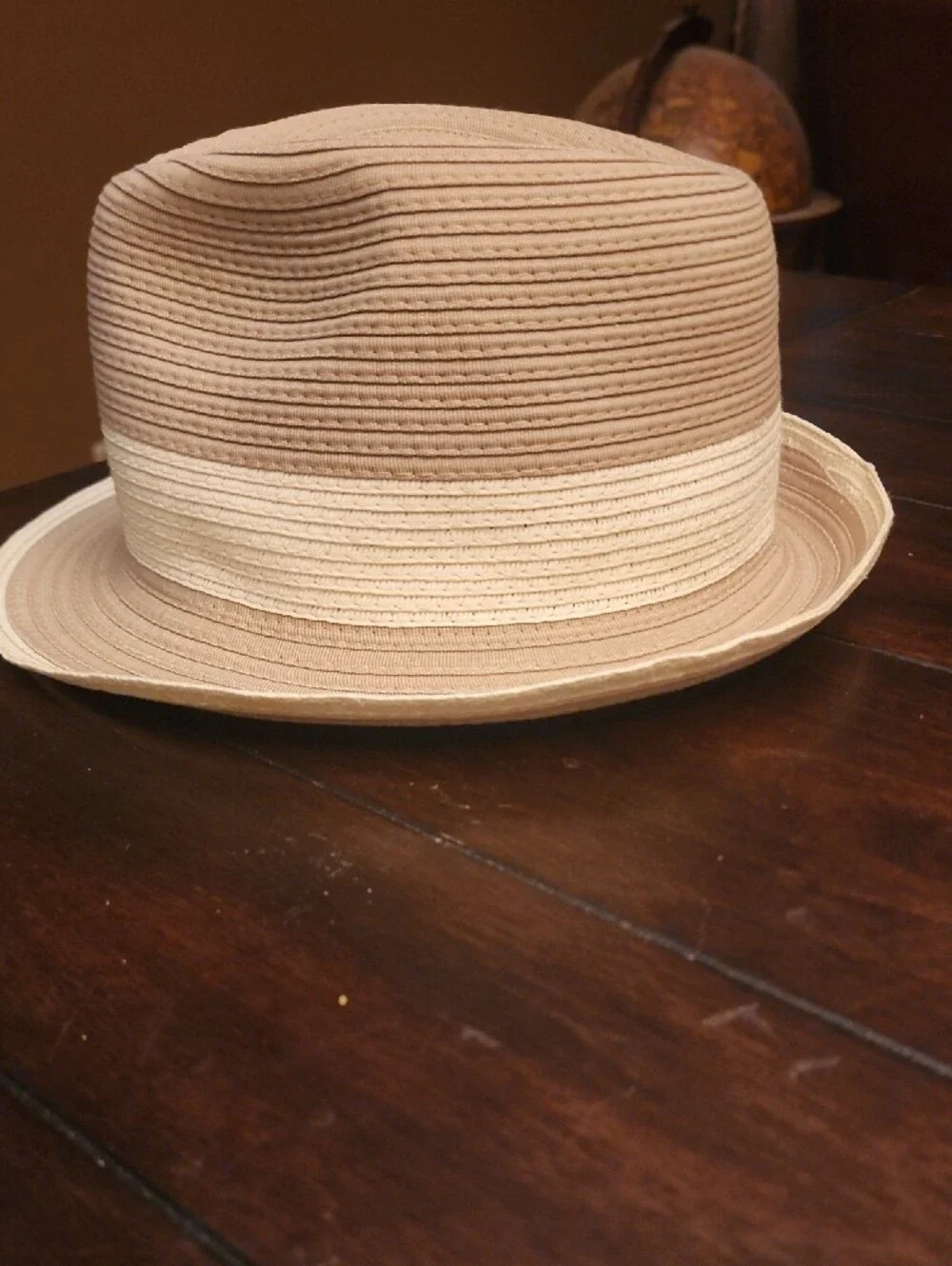 Calvin Klein Two-Tone Tan and Cream Fedora Hat